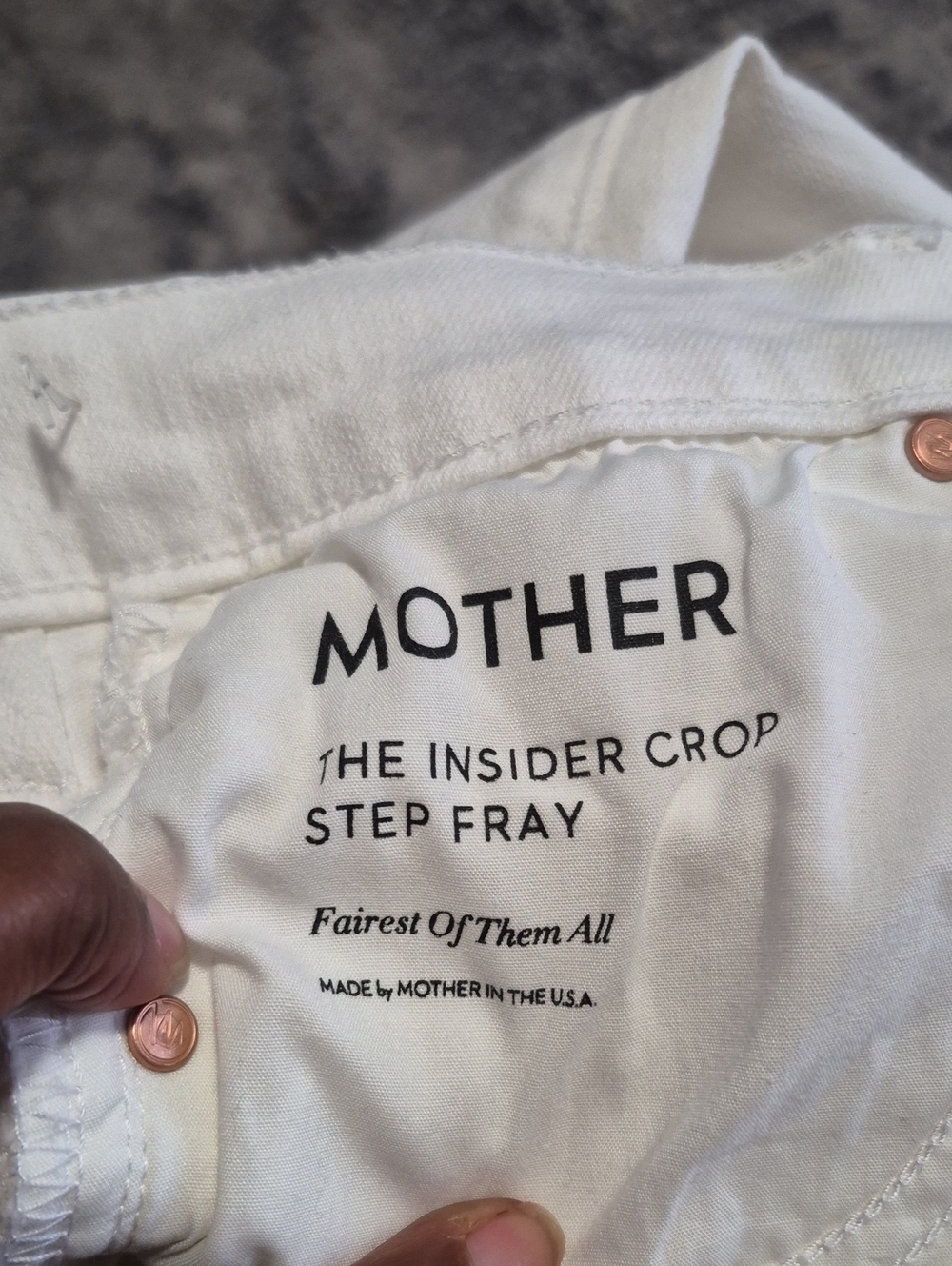 MOTHER The Insider Crop Step Fray Jeans White High Rise Crop Denim Size 25 - Picture 9 of 9